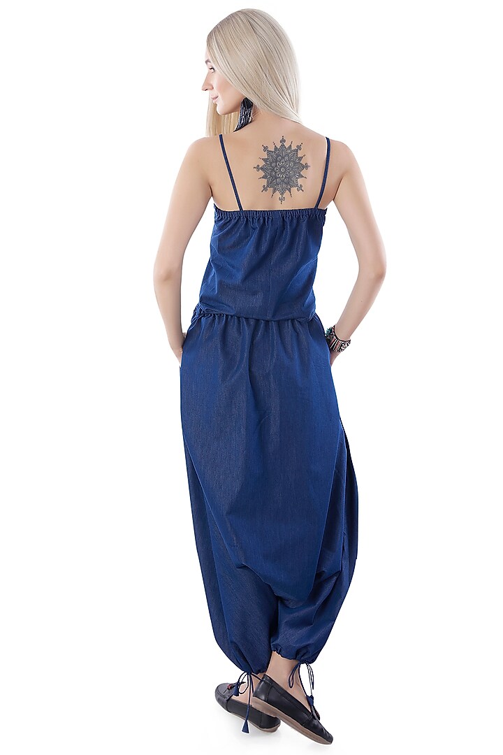 Cobalt Blue Denim Pant Set by Jyo Das at Pernia's Pop Up Shop