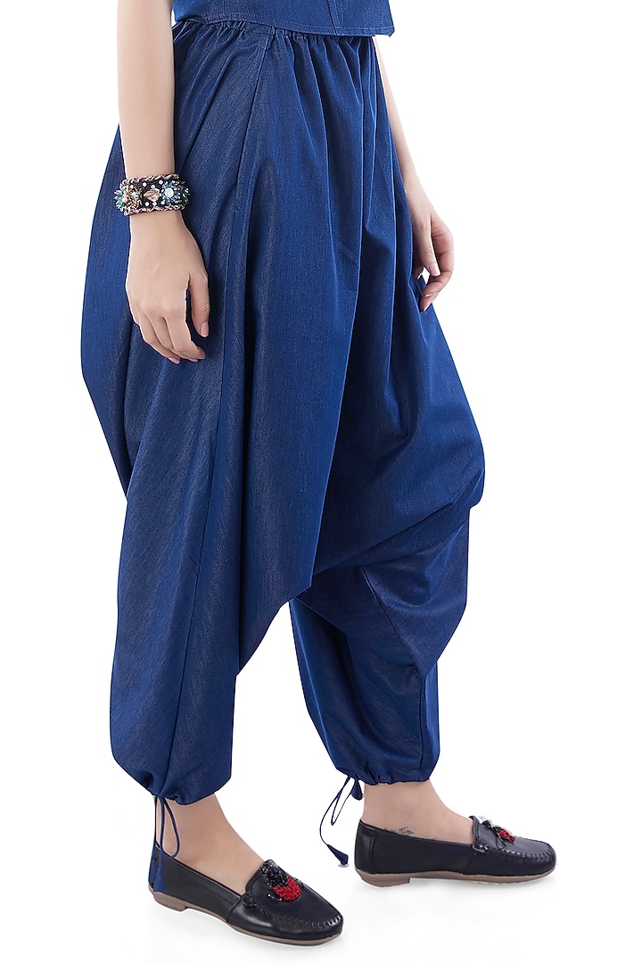 Cobalt Blue Denim Pant Set by Jyo Das at Pernia's Pop Up Shop