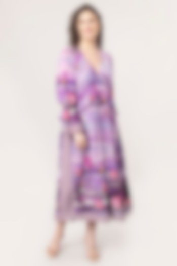 Purple Printed Maxi Dress by Jyo Das