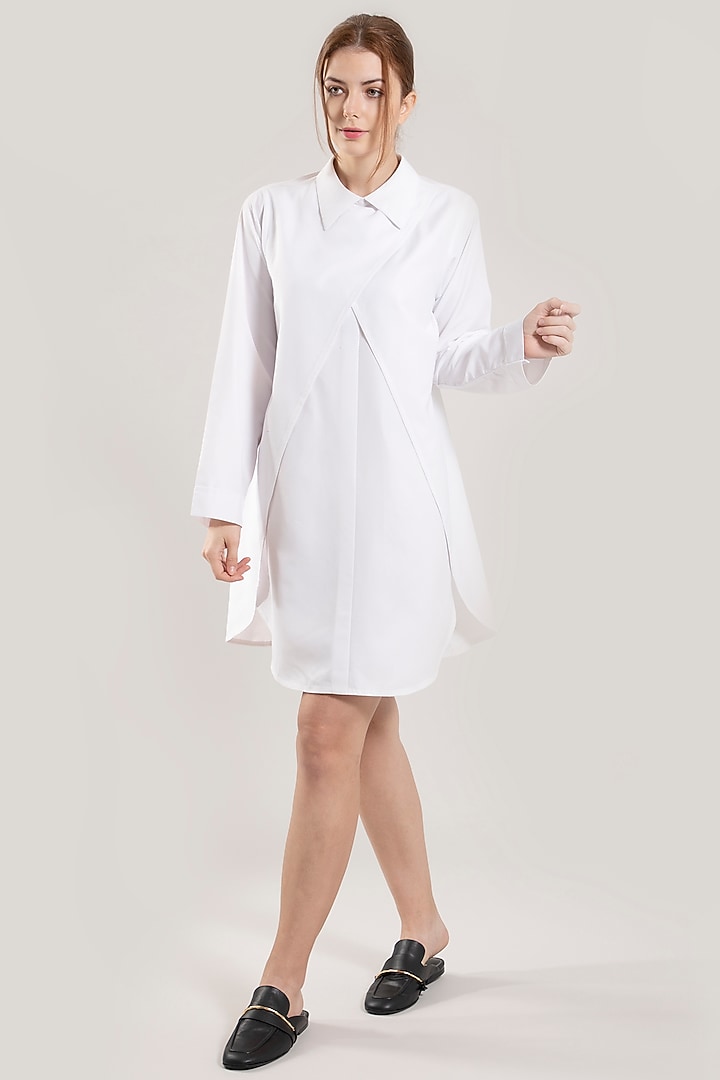 White Overlapped Summer Shirt Dress by Jyo Das at Pernia's Pop Up Shop