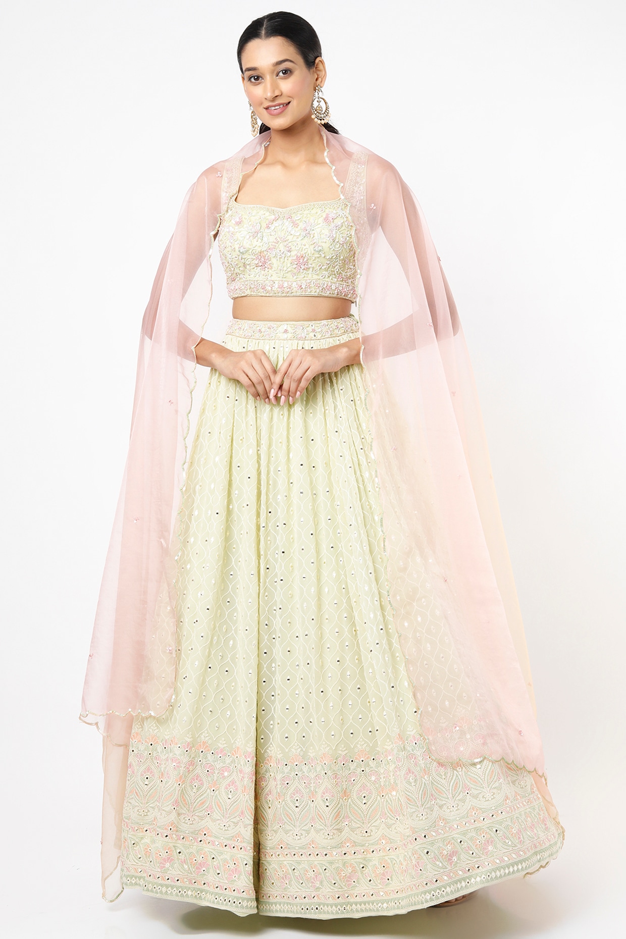 Anvi Green Coloured Lahengha Choli With Embroidery Blouse – Zariknyaa