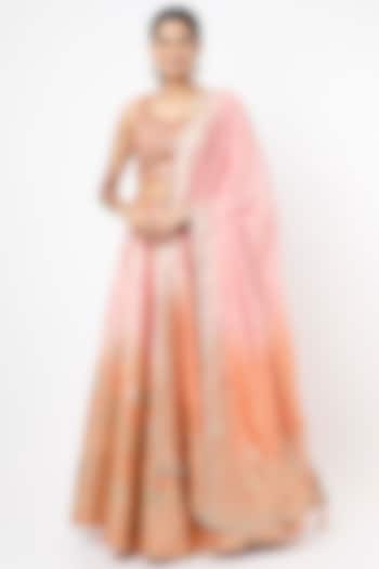 Rogue Pink Banarasi Silk Lehenga Set by Jiya By Veer Designs
