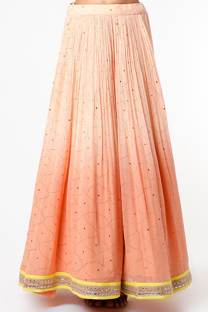 Light Coral Peach Ombre Wedding Lehenga Set With Butti Work by Jiya by Veer Designs at Pernia's Pop Up Shop