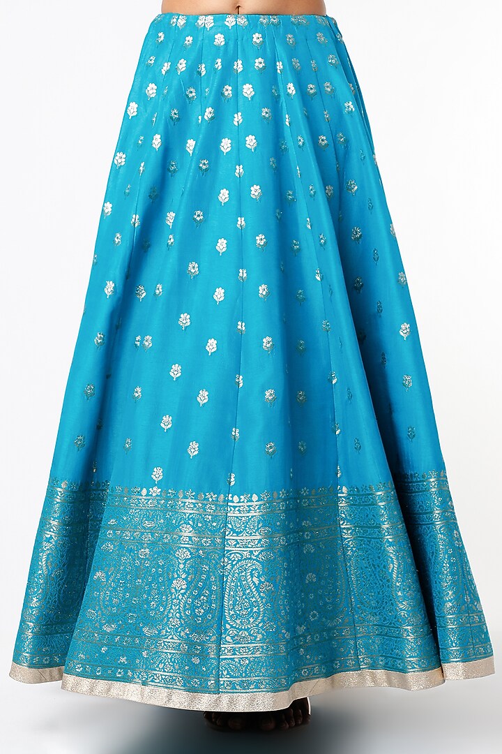 Cobalt Blue Embroidered Wedding Lehenga Set by Jiya by Veer Designs at Pernia's Pop Up Shop