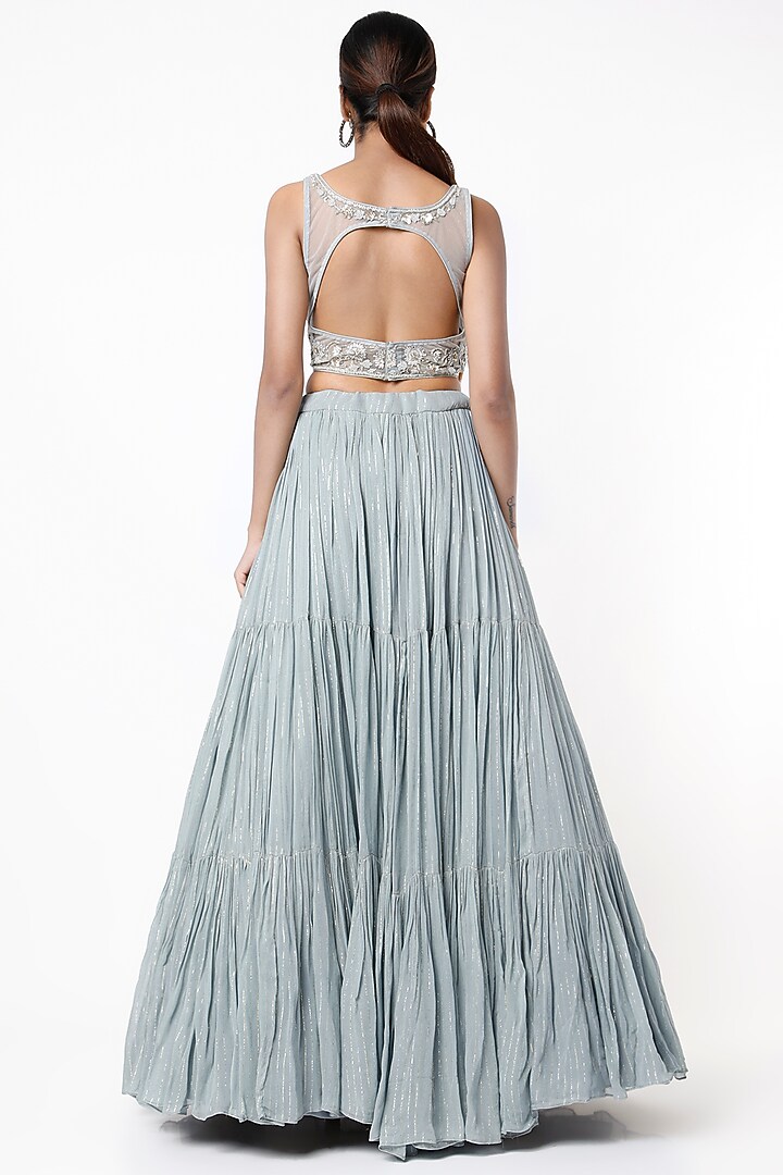 Dusky Grey Sequins Embroidered Lehenga Set by Jiya By Veer Designs at Pernia's Pop Up Shop