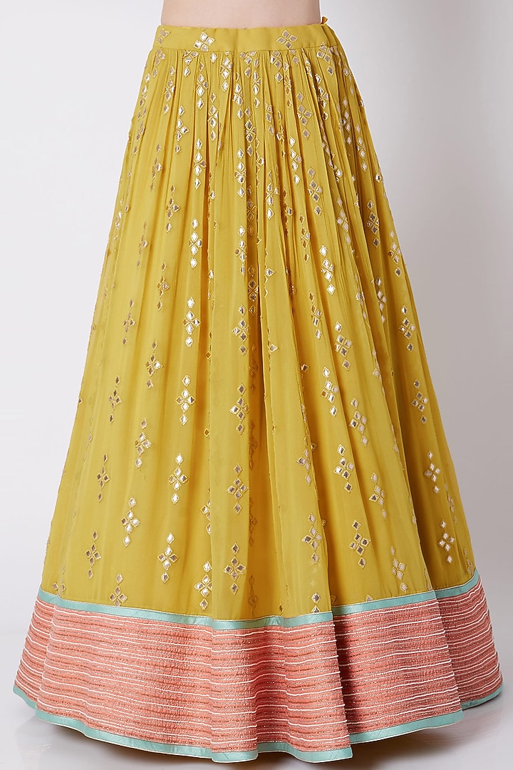 Yellow Embroidered Wedding Lehenga Set by Jiya by Veer Designs at Pernia's Pop Up Shop