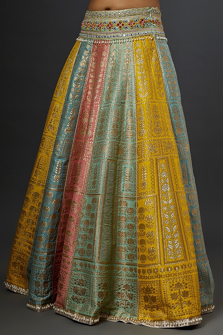 Multi-Colored Banarasi Silk Wedding Lehenga Set by Jiya by Veer Designs at Pernia's Pop Up Shop