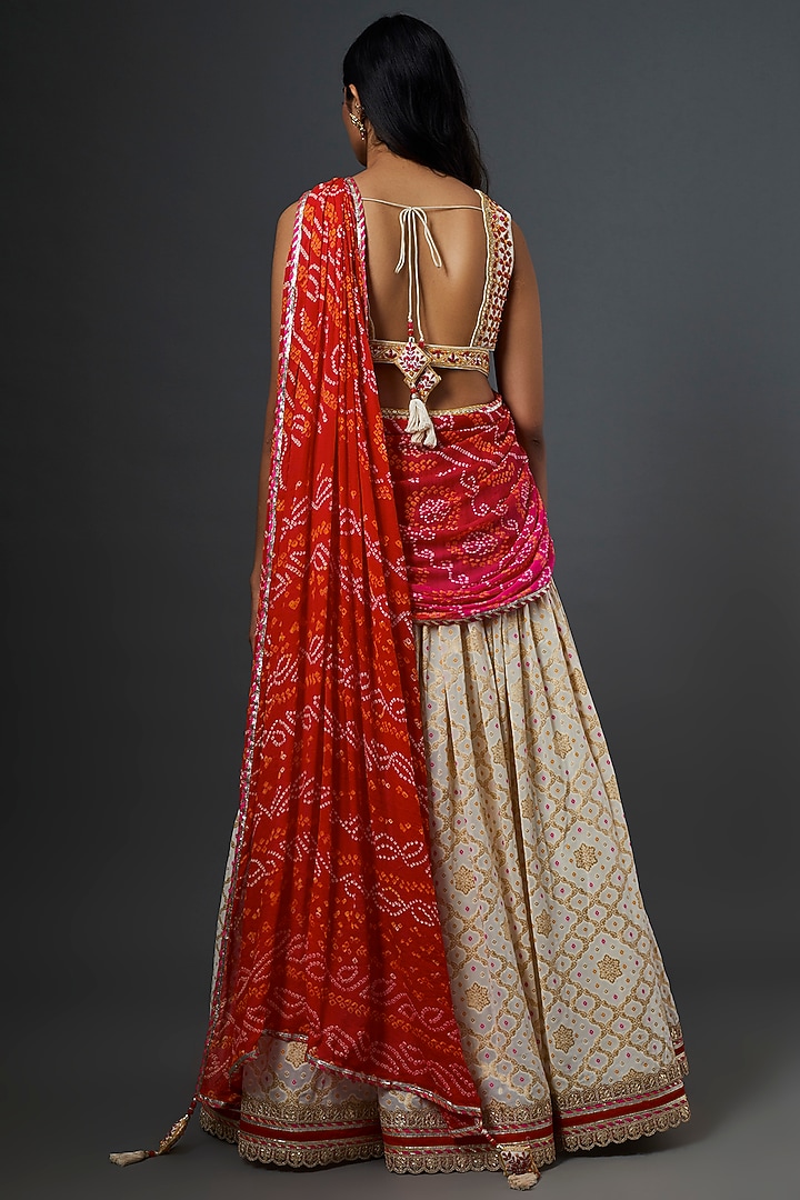 Ivory Embroidered Wedding Lehenga Set by Jiya by Veer Designs at Pernia's Pop Up Shop