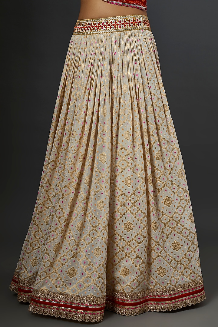 Ivory Embroidered Wedding Lehenga Set by Jiya by Veer Designs at Pernia's Pop Up Shop