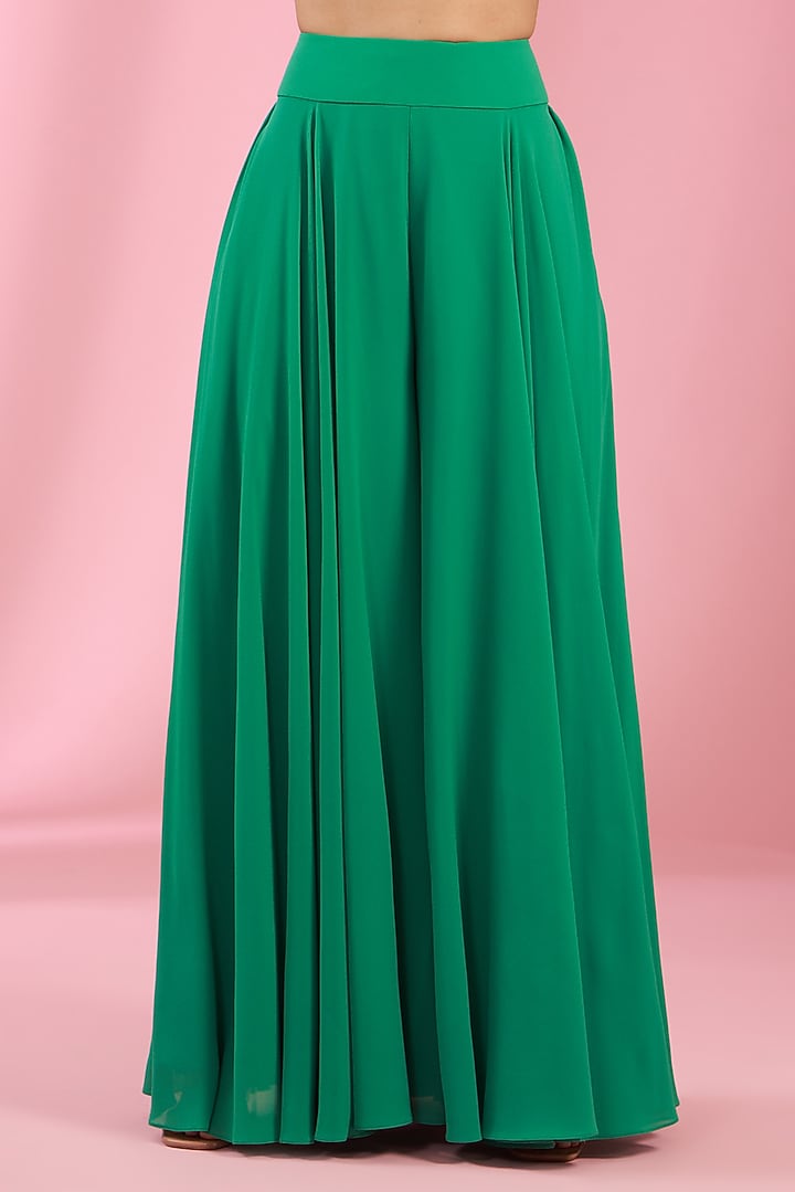 Green Georgette Wedding Sharara Set by Kaaisha by Shalini at Pernia's Pop Up Shop