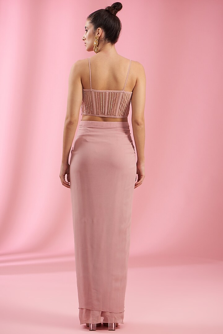 Pink Organza & Net Embroidered Cape Set by Kaaisha by Shalini at Pernia's Pop Up Shop