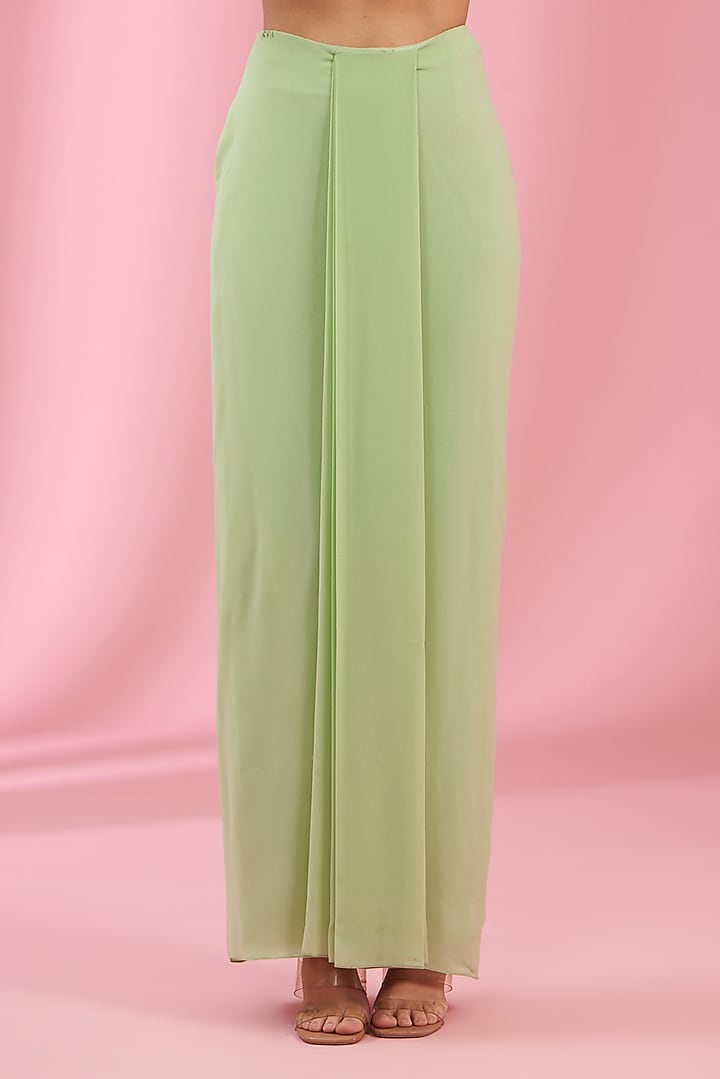 Sea Green Georgette & Net Draped Wedding Saree Set by Kaaisha by Shalini at Pernia's Pop Up Shop