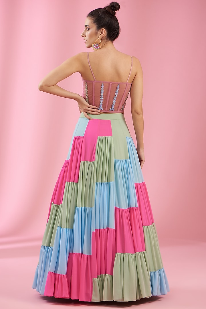Multi-Colored Georgette Wedding Lehenga Set by Kaaisha by Shalini at Pernia's Pop Up Shop