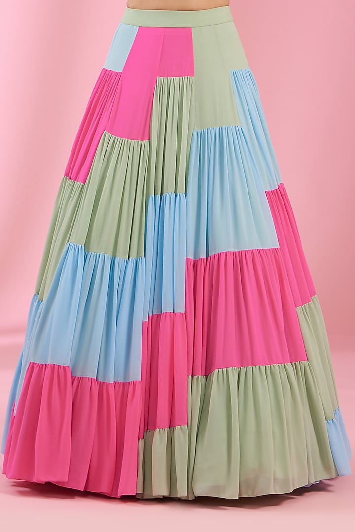 Multi-Colored Georgette Wedding Lehenga Set by Kaaisha by Shalini at Pernia's Pop Up Shop