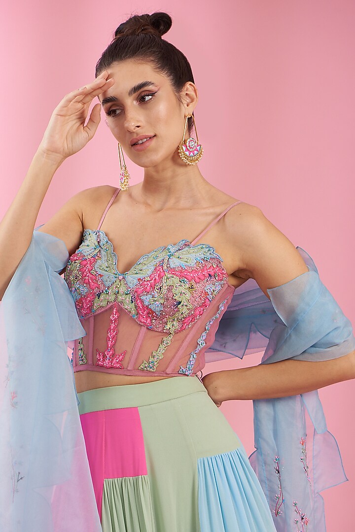 Multi-Colored Georgette Wedding Lehenga Set by Kaaisha by Shalini at Pernia's Pop Up Shop