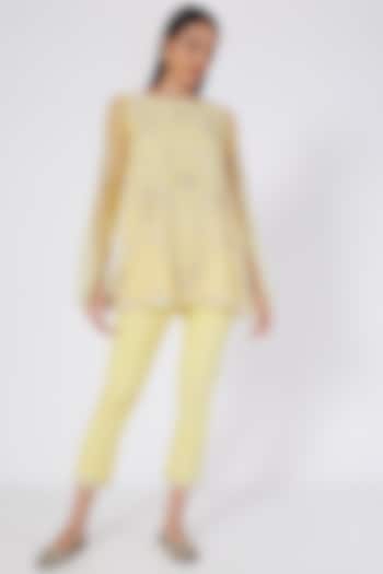 Yellow Embroidered Short Tunic Set by Kaaisha by Shalini