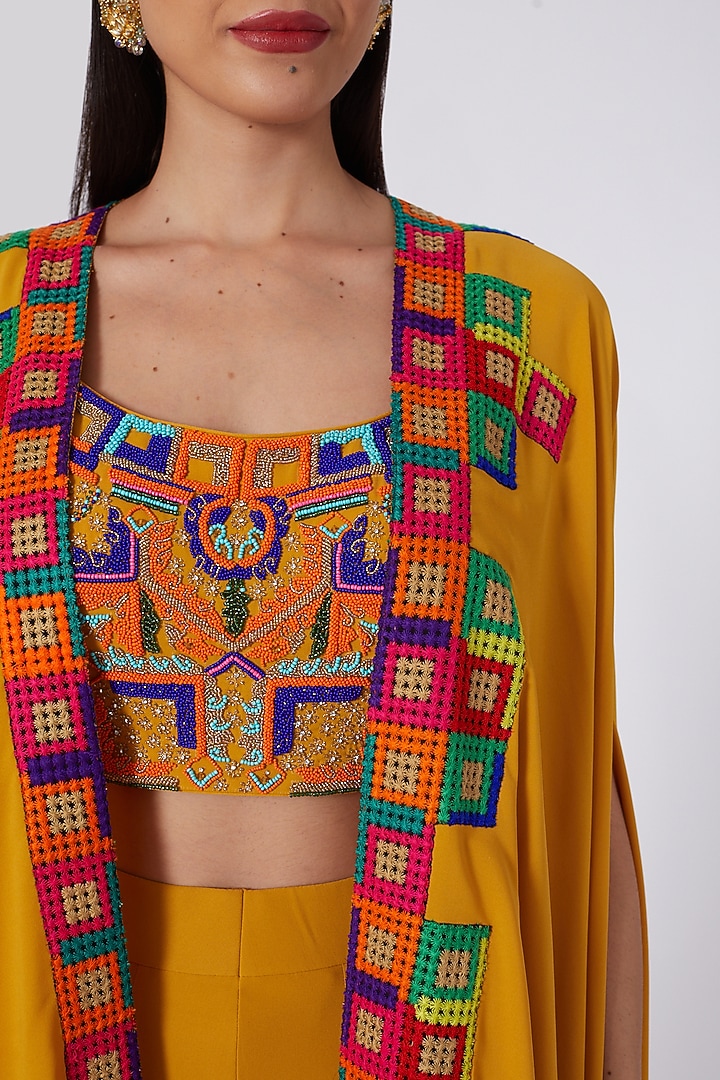 Yellow Embroidered Cape Set by Kaaisha by Shalini at Pernia's Pop Up Shop