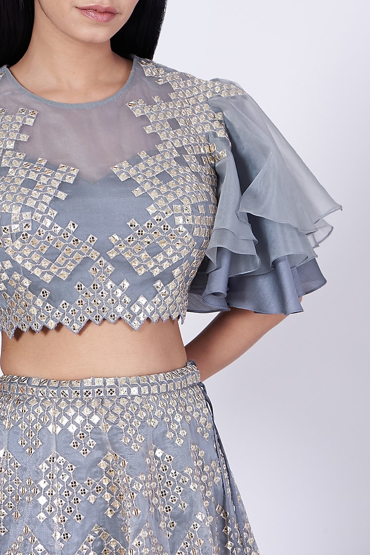 Grey Organza Wedding Lehenga Set by Kaaisha by Shalini at Pernia's Pop Up Shop