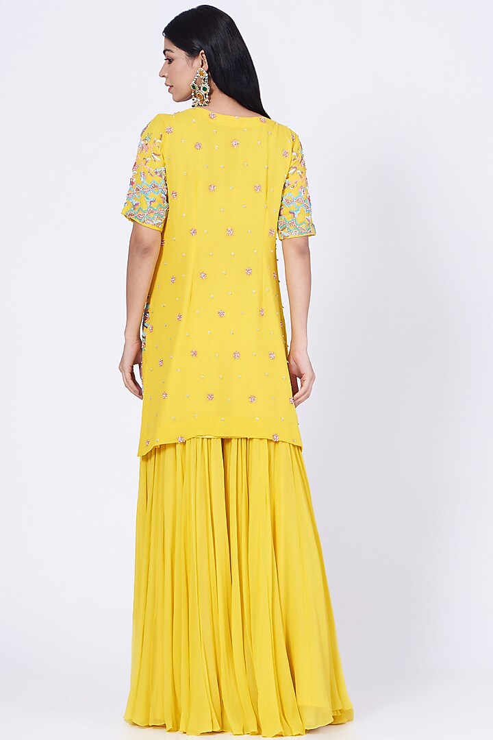Yellow Georgette Wedding Sharara Set by Kaaisha by Shalini at Pernia's Pop Up Shop