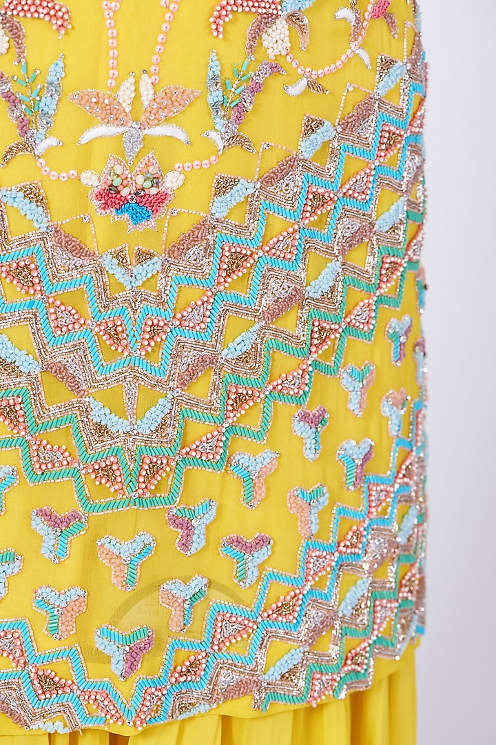 Yellow Georgette Wedding Sharara Set by Kaaisha by Shalini at Pernia's Pop Up Shop