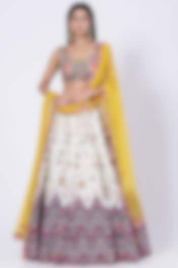 Cream Hand Embroidered Bridal Lehenga Set by Kaaisha by Shalini at Pernia's Pop Up Shop
