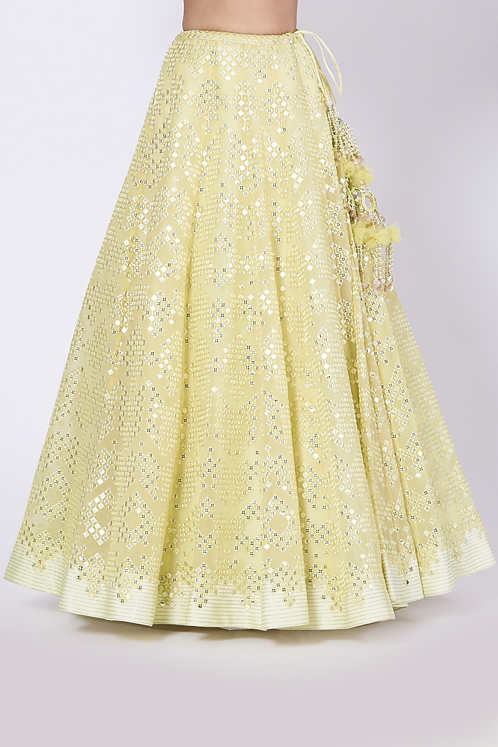 Lime Yellow Organza Wedding Lehenga Set by Kaaisha by Shalini at Pernia's Pop Up Shop