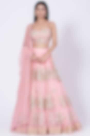 Pink Embroidered Wedding Lehenga Set by Kaaisha by Shalini at Pernia's Pop Up Shop