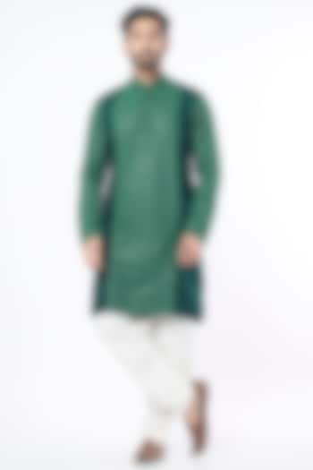 Leaf Green Lucknowi Kurta Set by KAAJ Button at Pernia's Pop Up Shop