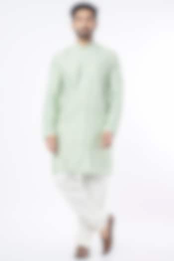 Mint Green Embellished Kurta Set by KAAJ Button at Pernia's Pop Up Shop