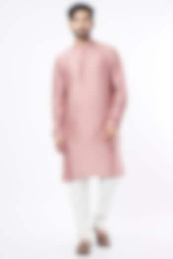 Onion Pink Embellished Kurta Set by KAAJ Button