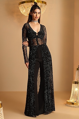 green emerald velvet dress Marcella Women's Sheer Tatiana Bolero Shrug - Black main image 0