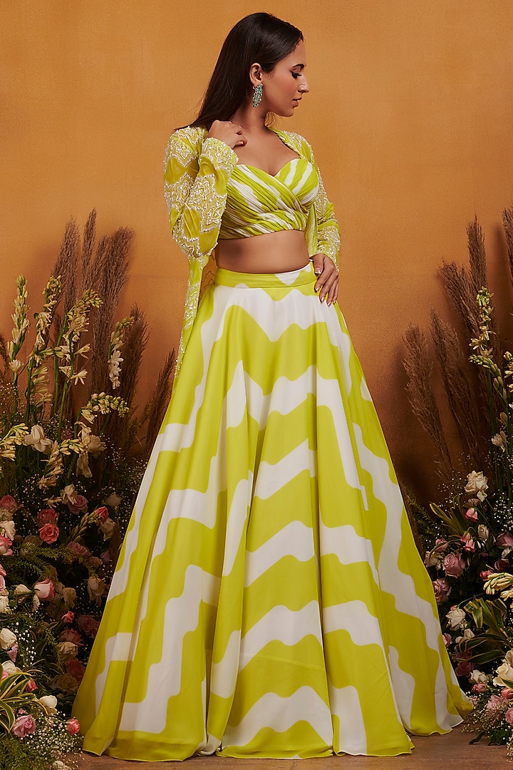 Green Printed Skirt Set by K&A By Karishma And Ashita