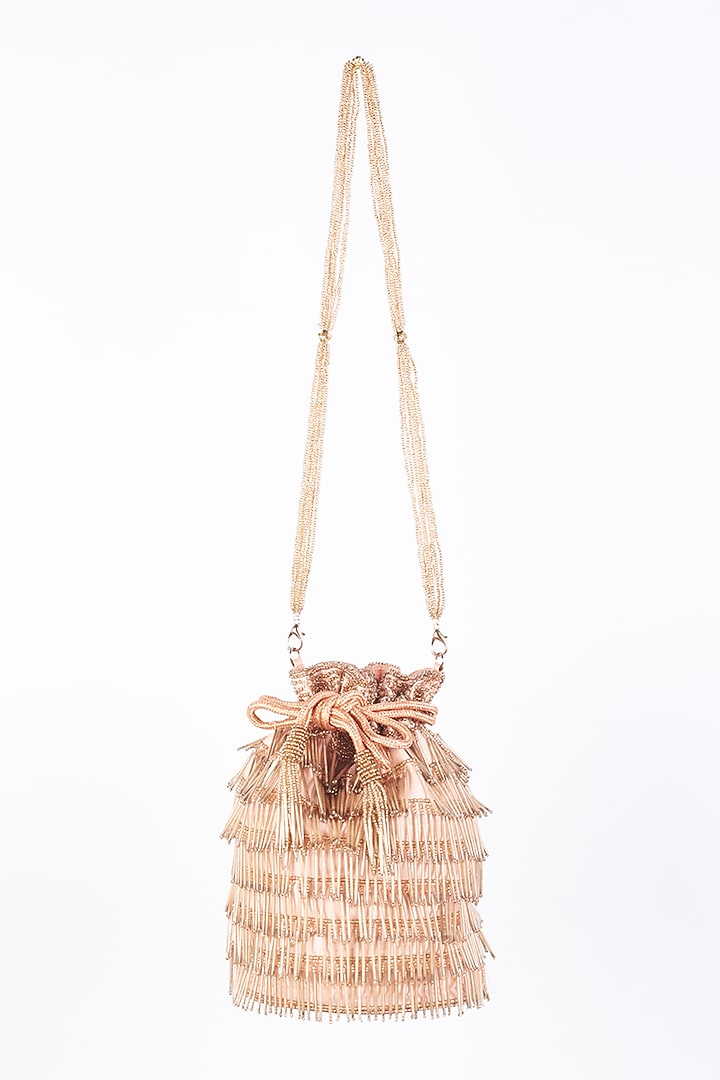 Rose Gold Embellished Potli by Kainiche by Mehak at Pernia's Pop Up Shop