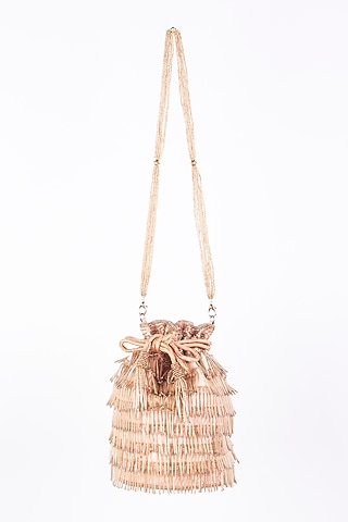 Rose Gold Embellished Potli by Kainiche by Mehak