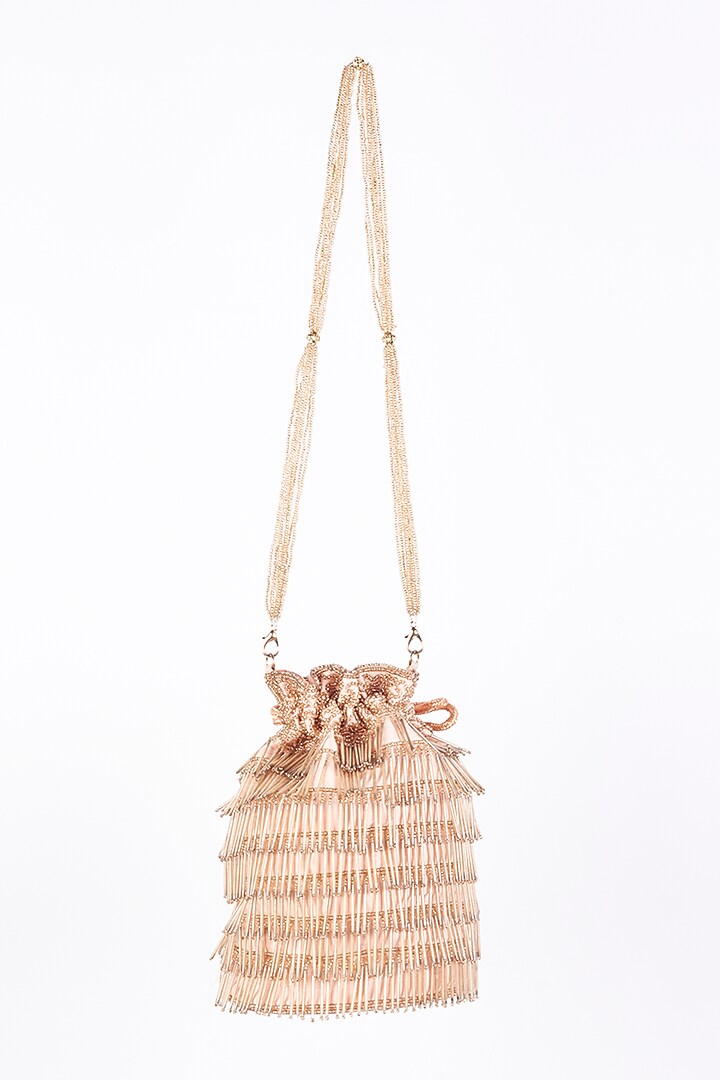 Rose Gold Embellished Potli by Kainiche by Mehak at Pernia's Pop Up Shop