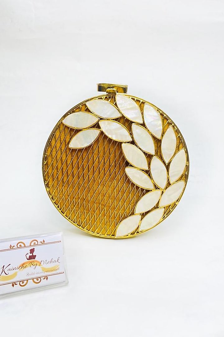Gold & White Mother of Pearl Clutch by Kainiche by Mehak