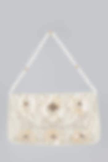 White Embroidered Clutch by Kainiche by Mehak