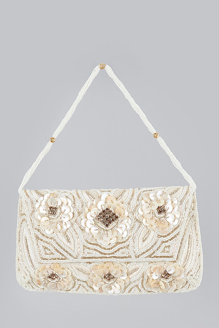 White Embroidered Clutch by Kainiche by Mehak