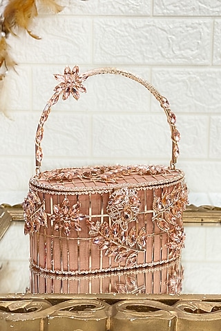 Rose Gold Brass & Metal Floral Clutch by Kainiche by Mehak