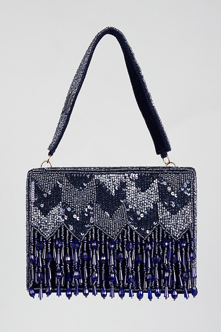 Blue Embellished Bag by Kainiche by Mehak at Pernia's Pop Up Shop