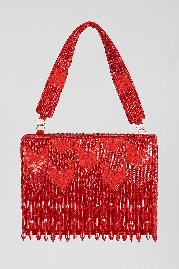 Red Embellished Bag by Kainiche by Mehak