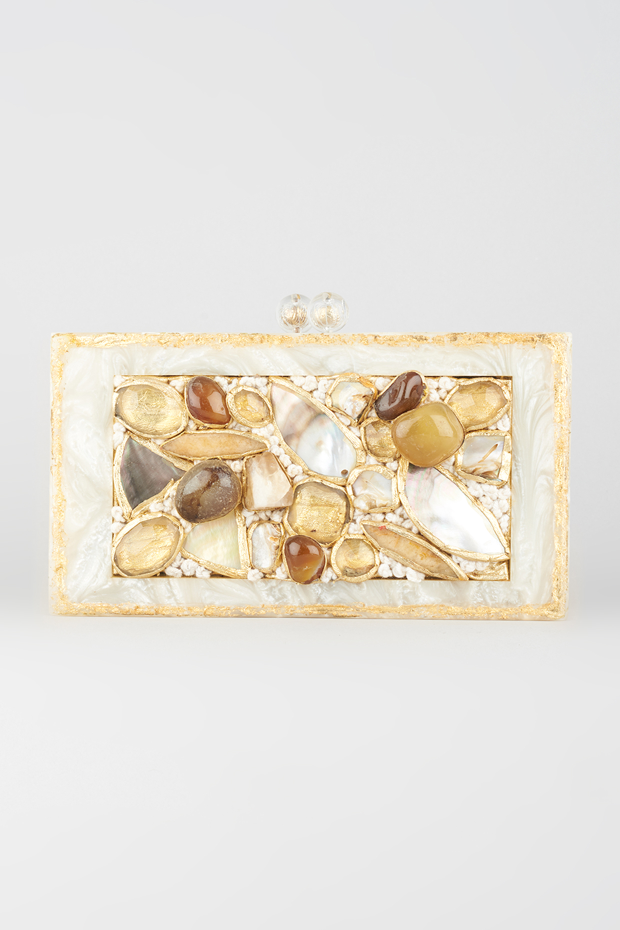 White Mother Of Pearl Clutch by Kainiche by Mehak