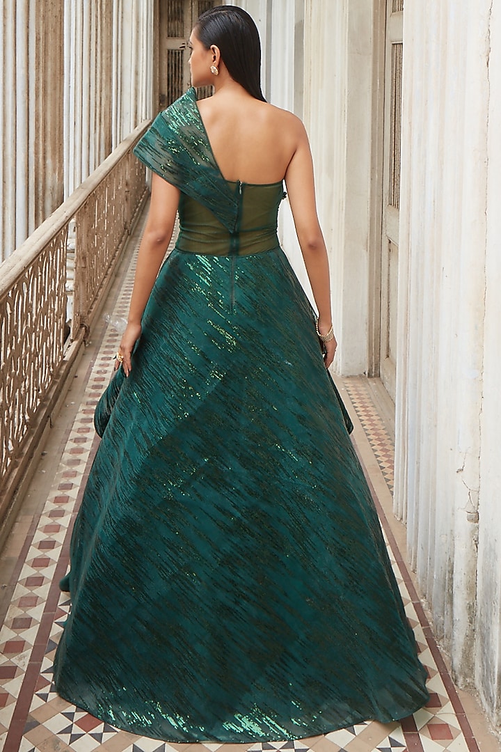 Pernia's Pop Up Shop - Kamaali Couture Women Emerald Green Hand Embroidered Gown Pernia's Pop Up Shop - Kamaali Couture Women Emerald Green Hand Embroidered Gown