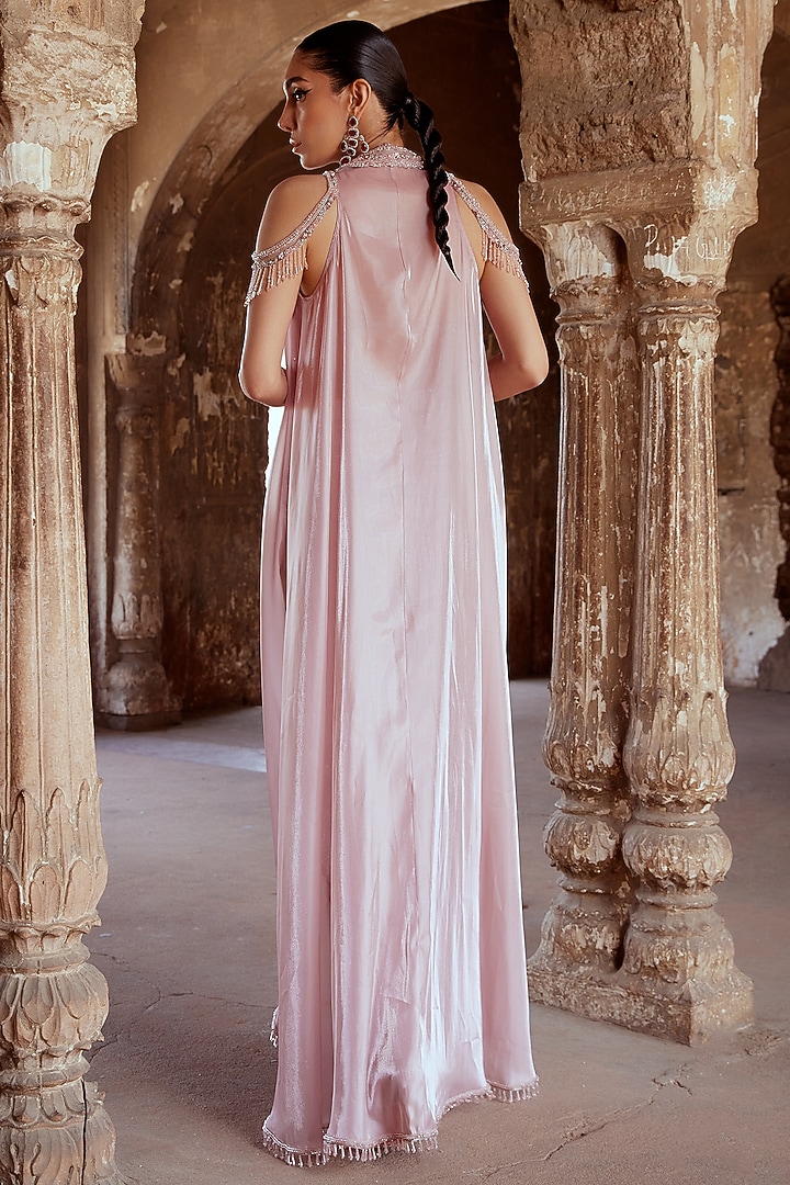Blush Pink Sequins Embellished Ruched Skirt Set by Kamaali Couture at Pernia's Pop Up Shop