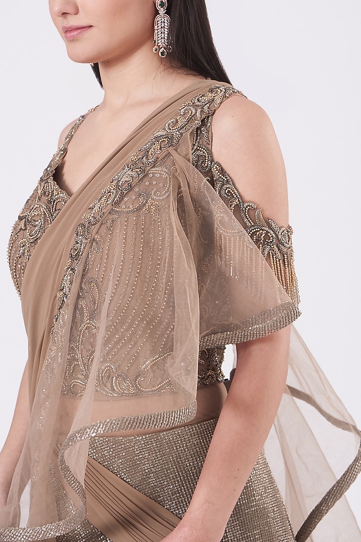 Gold Ruffled Bridal Lehenga Set by Kamaali Couture at Pernia's Pop Up Shop