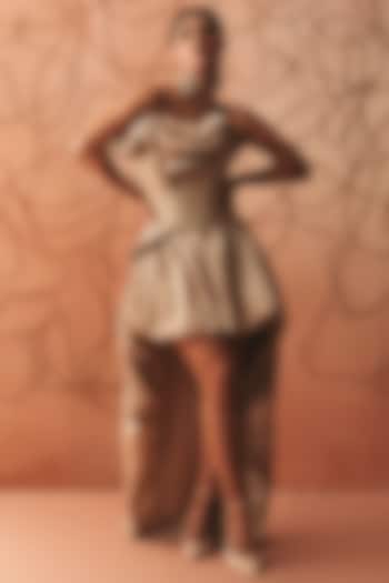 Ivory Satin High-Low Cocktail Dress by Kamaali Couture at Pernia's Pop Up Shop