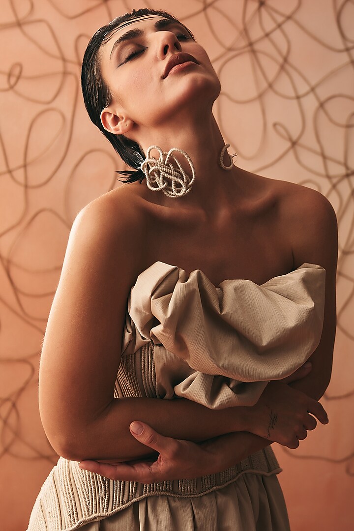 Ivory Satin High-Low Cocktail Dress by Kamaali Couture at Pernia's Pop Up Shop