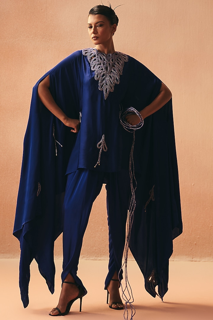 Purple Satin Embroidered Kaftan Set by Kamaali Couture at Pernia's Pop Up Shop