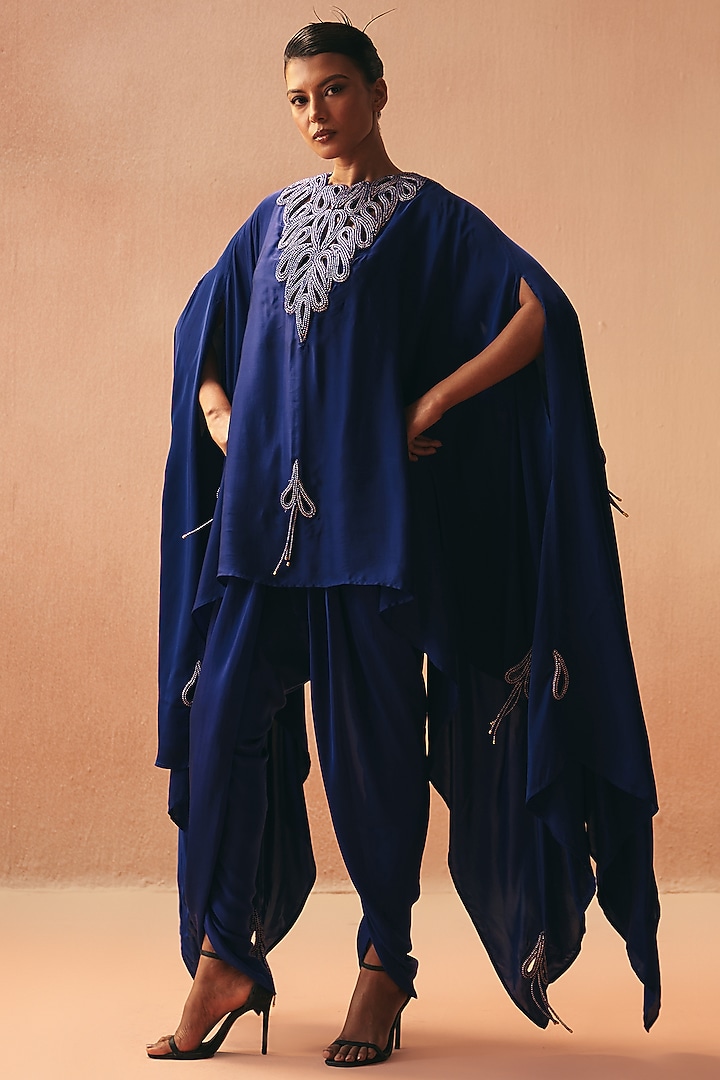 Purple Satin Embroidered Kaftan Set by Kamaali Couture at Pernia's Pop Up Shop