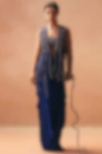 Purple Cotton Embroidered Jacket Set by Kamaali Couture at Pernia's Pop Up Shop